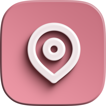 Pink square 3D location icon