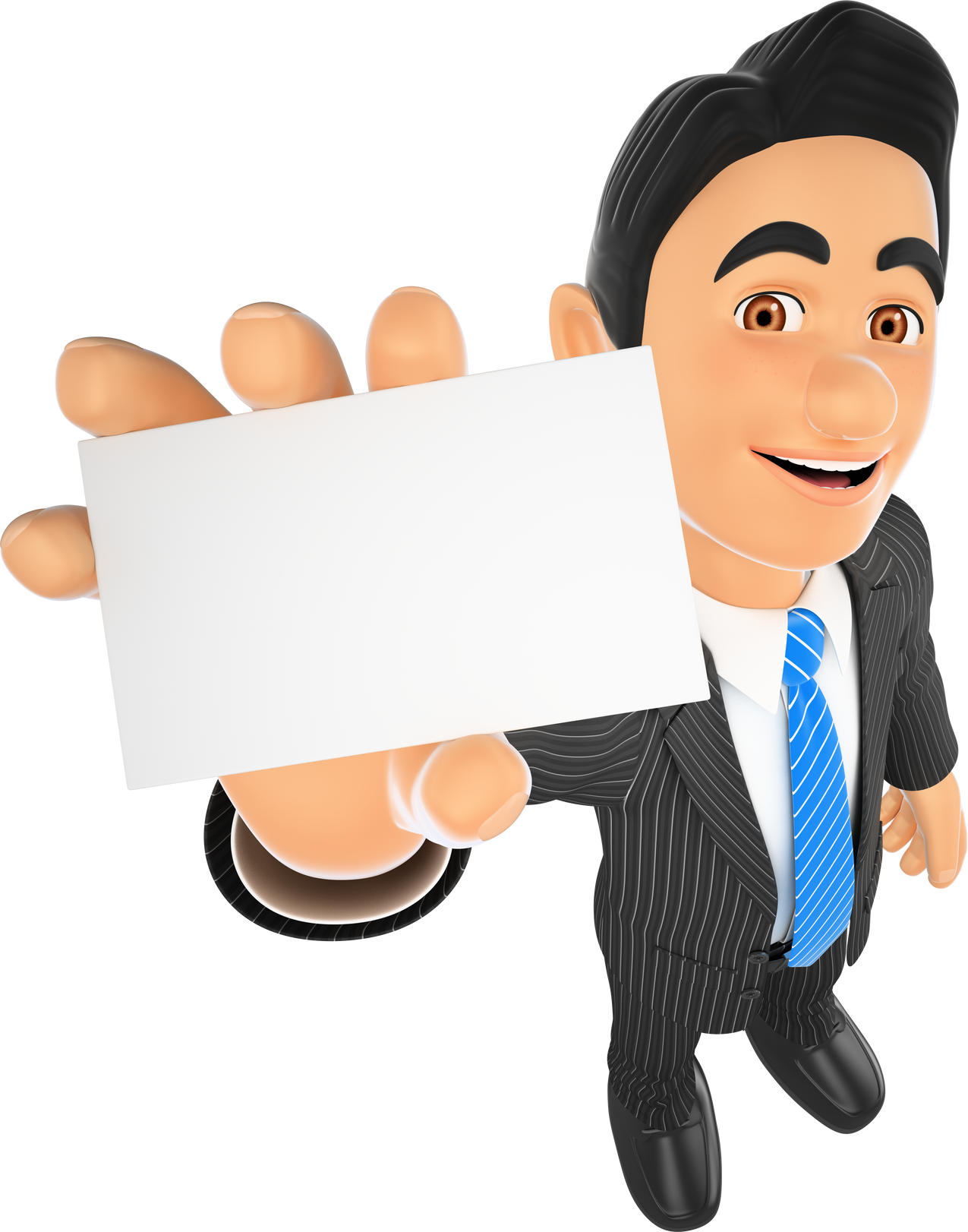 3d Businessman Showing a Blank Card