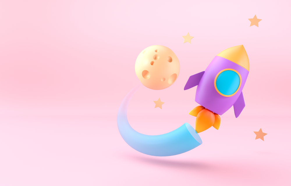 Isolated 3D Rocket. 3D Illustration