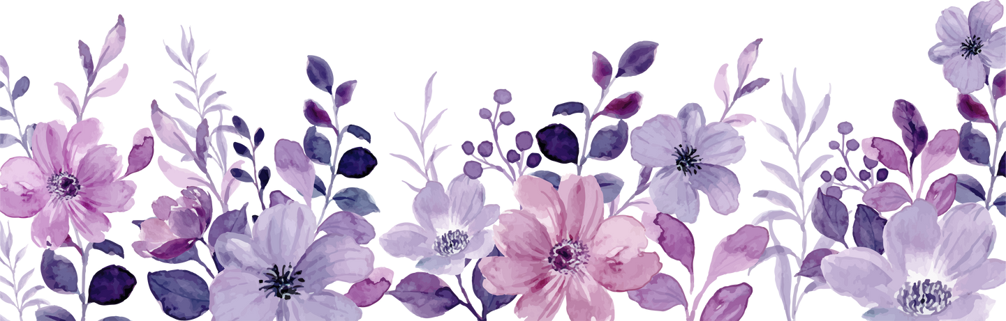 Watercolor purple flower border